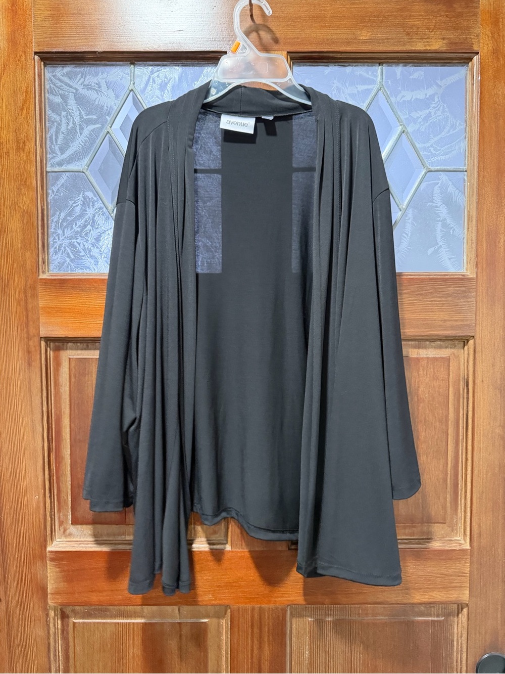 Avenue Black Open-Front Draped Jacket